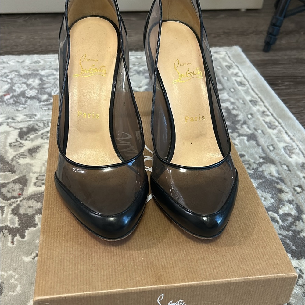 Christian Louboutin Black and Transparent Heels